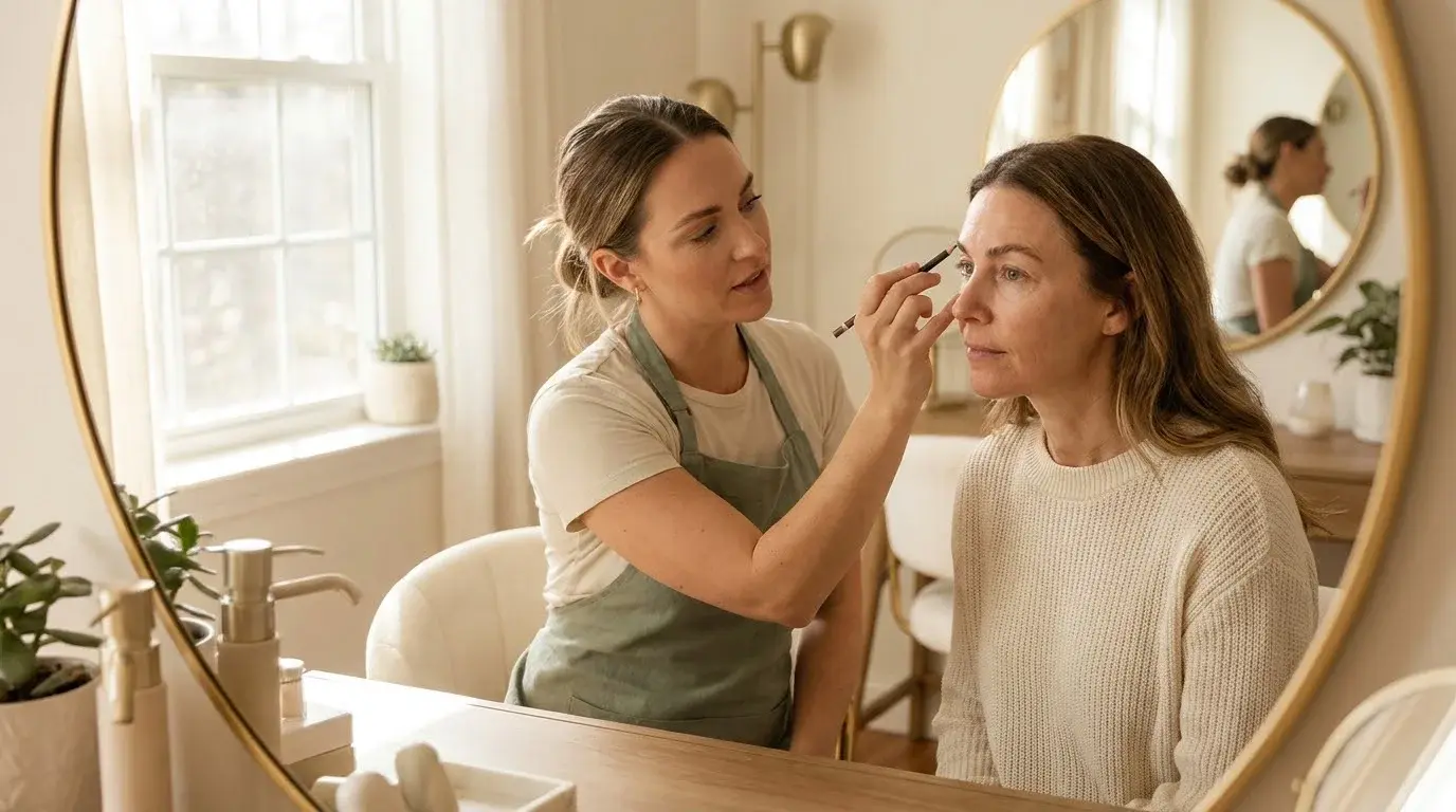 Brow consultation at the mirror