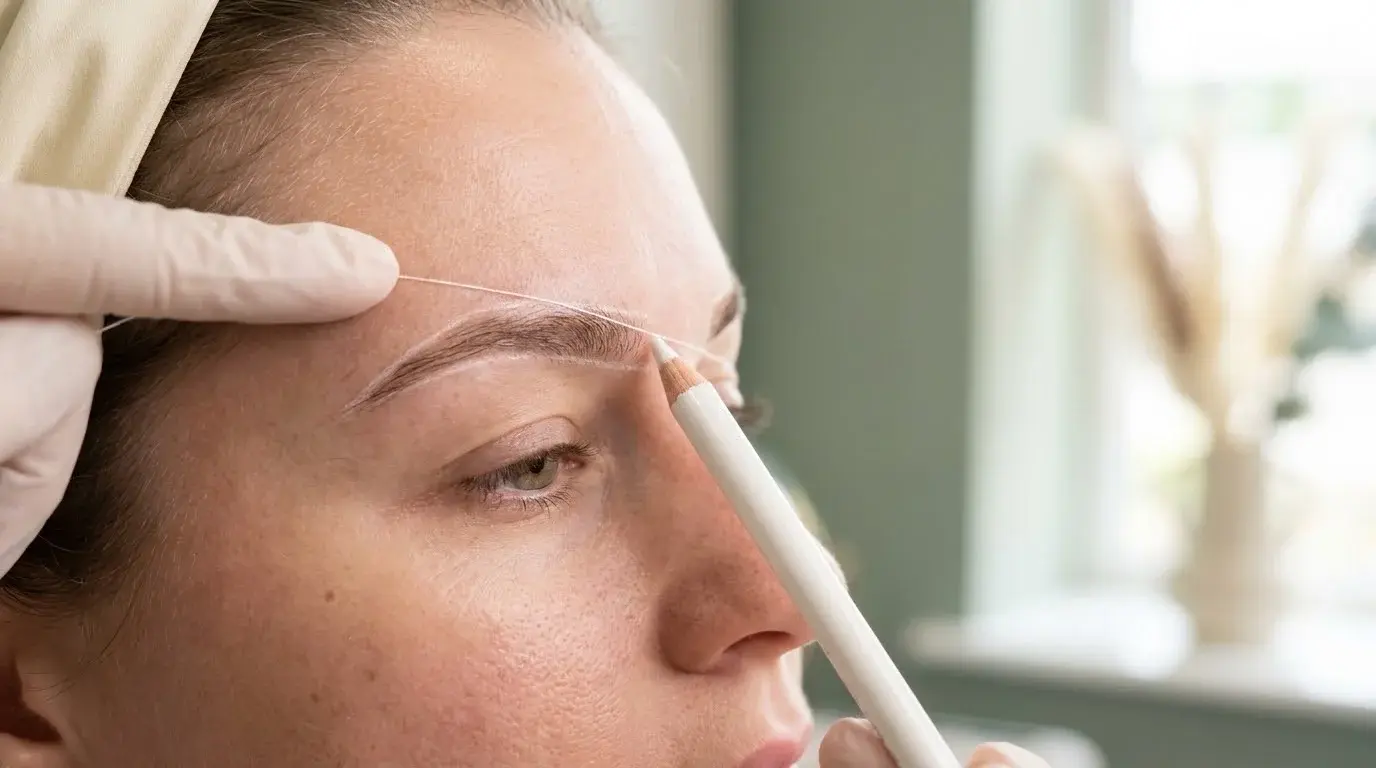 Brow mapping with a fine pre-inked string
